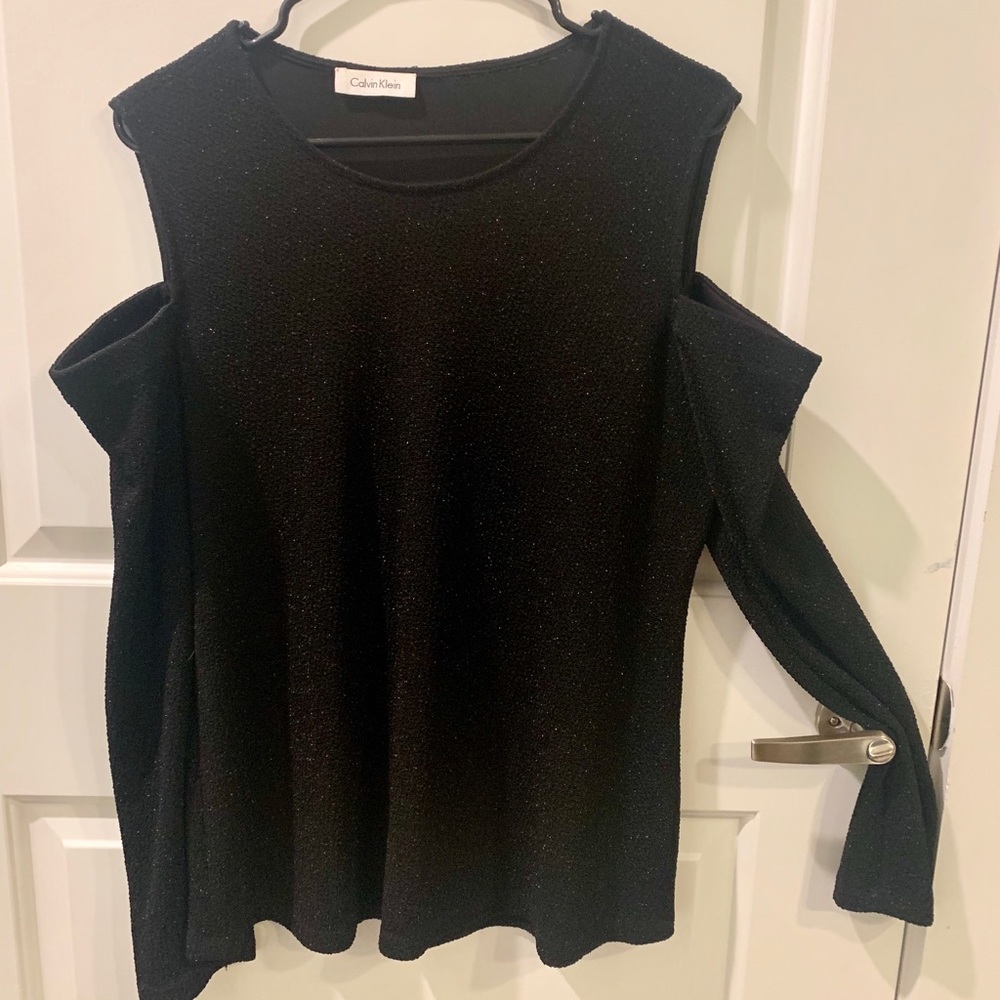 Calvin Klein shimmery open shoulder shirt